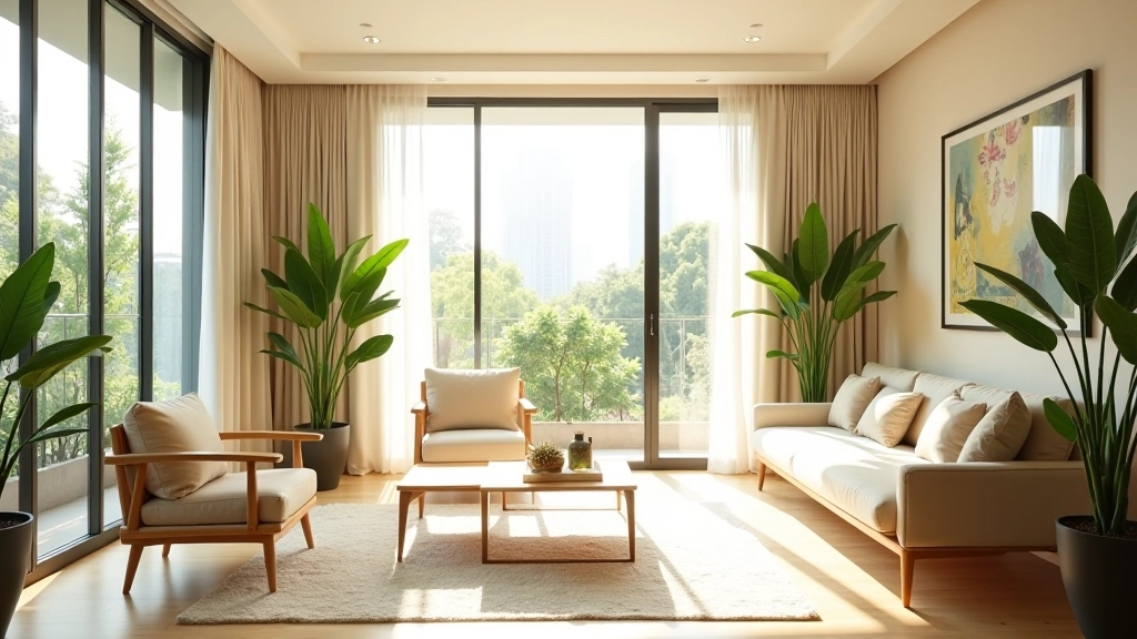 Modern living room in Singapore apartment with natural light