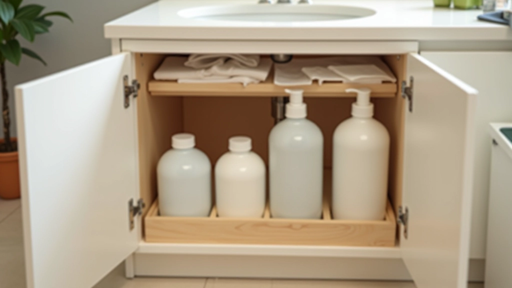 Modern kitchen with under-sink storage solutions, pull-out bins, and vertical organization maximizing compact space