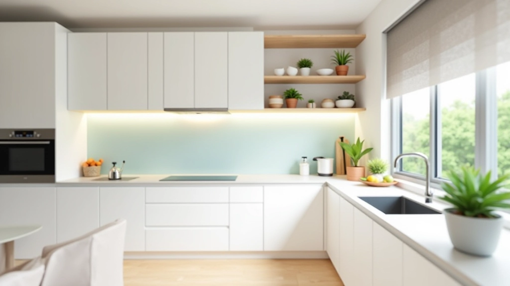 Well-organized HDB kitchen with smart storage solutions, open shelving, and efficient counter space
