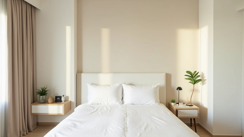 HDB bedroom with strategic mirror placement, light neutral walls, and minimal decor creating spacious feel